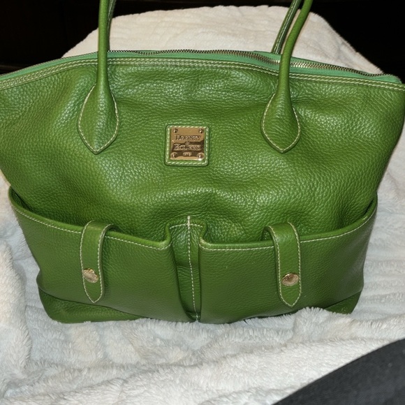 Dooney & Bourke Green Pebble Leather Crescent Tote Bag Shoulder Handbag XL EUC - Picture 5 of 16